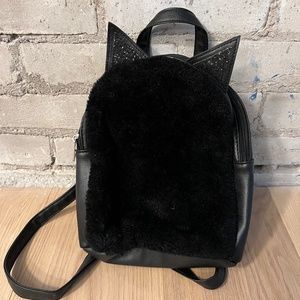Faux fur cat backpack for kids